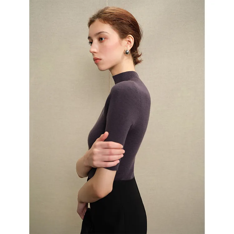 Mix Selection｜奶皮衫 澳洲羊毛半高领打底衫简约T恤MSGCJY0668