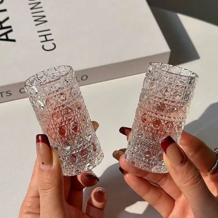 【9点9发十只】简约轻奢创意钻石纹一口小酒杯喝水杯家用酒杯套装