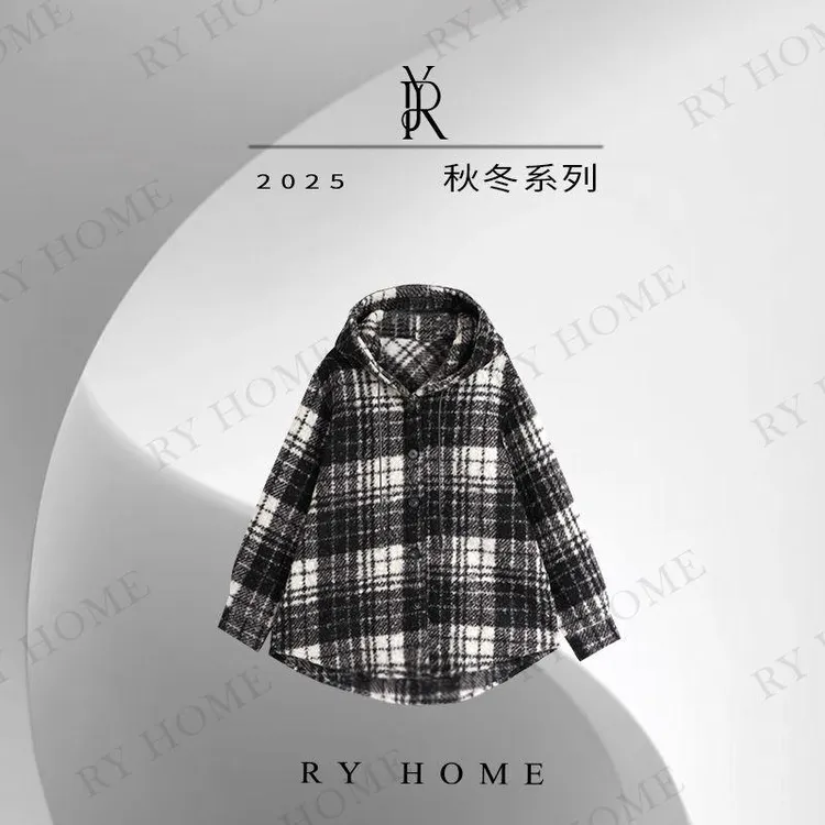【容雨RYHOME】定织定染圈圈毛格子毛呢外套253W2535