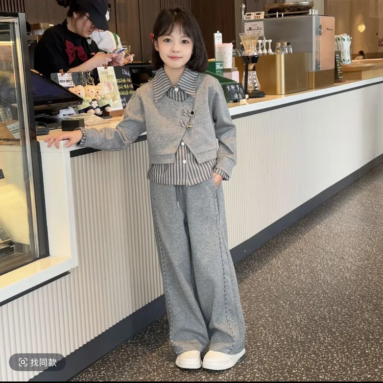 女童套装秋装中大童春秋季2025新款洋气秋款女孩时尚儿童两件套潮
