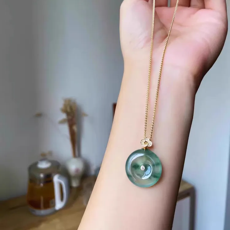 镀18K祥云金色吊坠平安扣郁金香夹扣佛公瓜子扣百搭翠绿色扣头饰