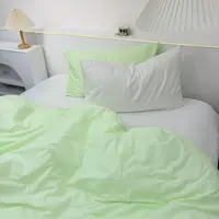 花西夫人·实拍纯色混搭全棉ins风绗缝床盖被套纯棉四件套撞色