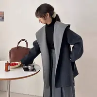 航邦祺双面呢AB面拼色 休闲羊毛大衣BQD25058019