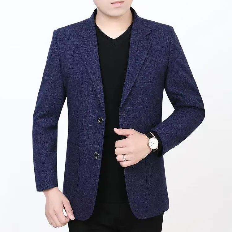 春秋爆款西装二粒扣薄款中年男外套商务休闲爸爸单件上衣透气大码