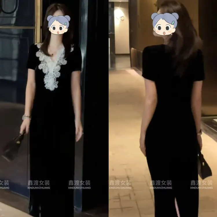 2025夏季新款时尚显瘦气质女士网红洋气连衣裙百搭款D9976