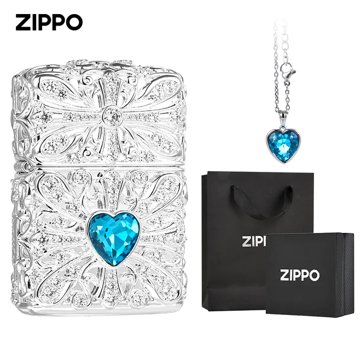 ZIPPO/之宝打火机海洋之心七夕礼物满钻镀银克罗心送礼DY9902GQ