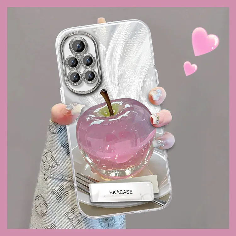 适用华为nova8精孔羽纱晶莹粉苹果网红个性创意支架全包手机壳女