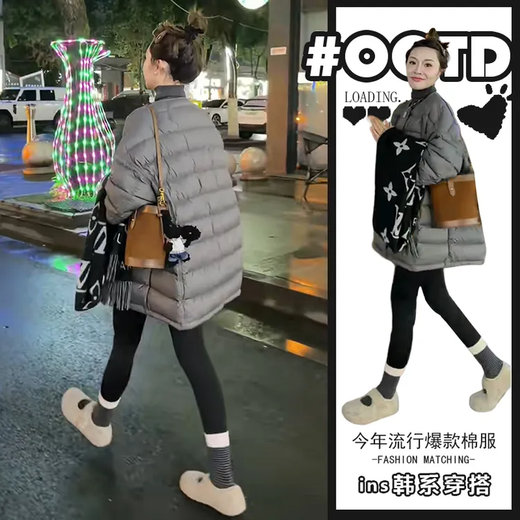 韩系宽松气质棉服外套女2025冬季新款欧美时尚加厚保暖中长款棉衣