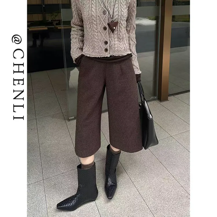 XiANJiE 2025秋季七分30%羊毛混纺质感超绝版型极简通勤必备裤