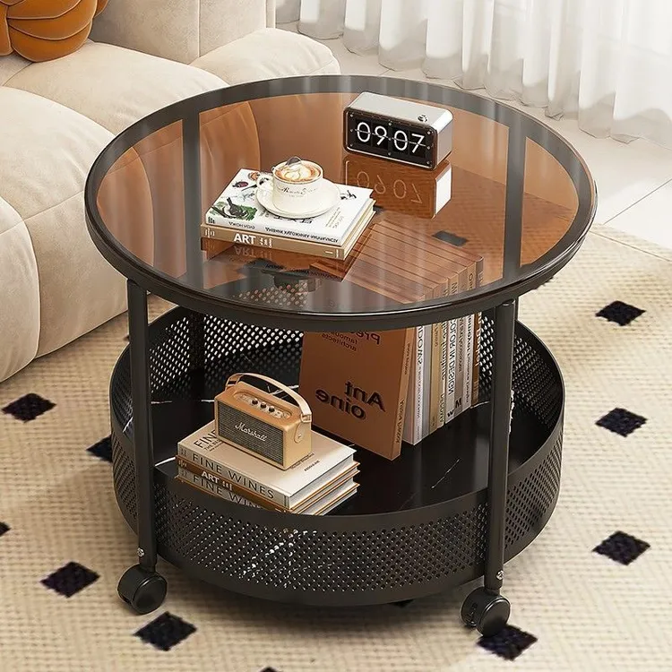 边几奶油风可移动客厅玻璃小推车网红简约小茶几小户型卧室床边桌