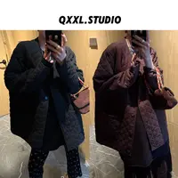 邱小小丽呀 秋冬新款纯色菱格纹棉衣外套女百搭通勤宽松休闲棉服