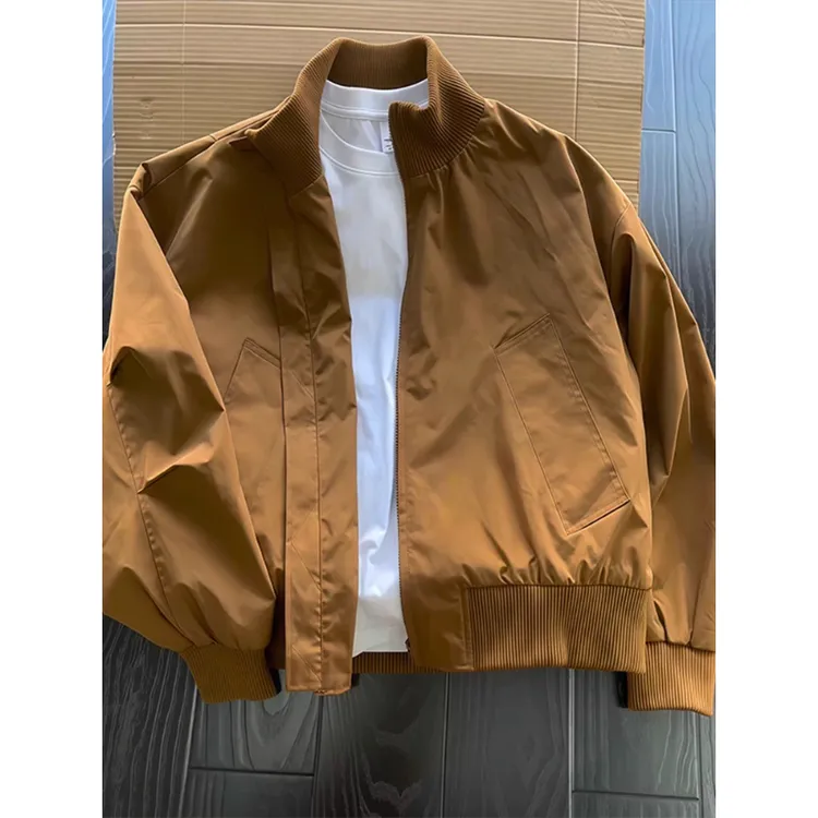 美式立领飞行员夹克男款秋季痞帅正肩短款棒球服cleanfit工装外套