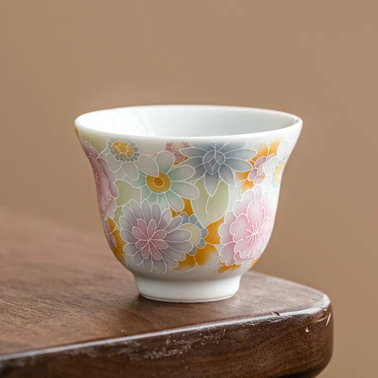 予迟器【万花葫芦杯】景德镇仿古釉堆料茶杯主人杯品茗杯功夫茶杯