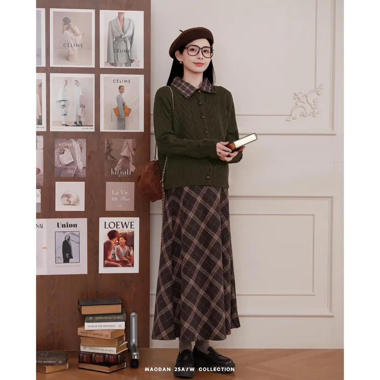 maodan/猫单【抹茶画报】孕妇套装冬季新品时髦气质复古毛衣裙子