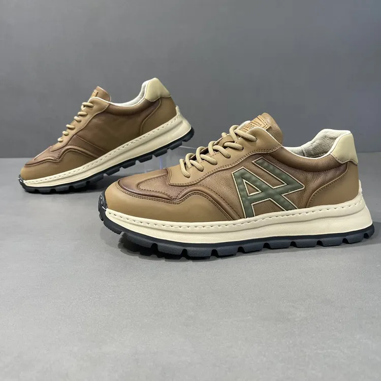 okkdey男鞋秋季男士真皮德迅鞋港风小众男士休闲运动跑步阿甘鞋