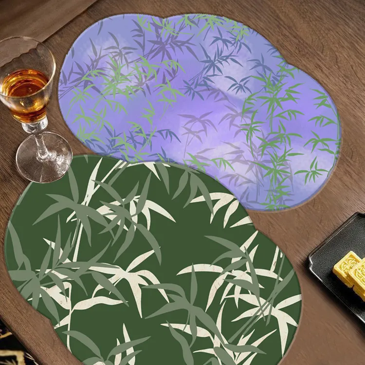 竹报平安-家用小清新30*40cm2片真硅藻泥材质吸水吸油餐垫沥水垫