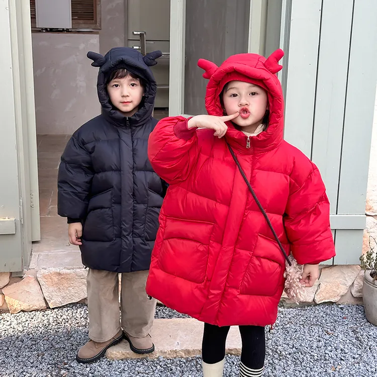 断码清仓儿童中小童羽绒服2025冬季男女童宝宝连帽外套拜年服