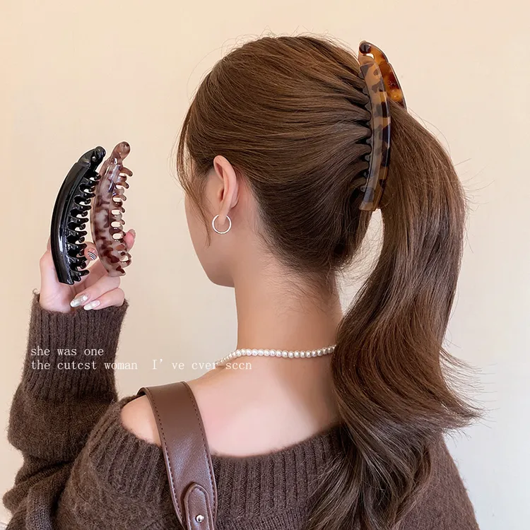 豹纹香蕉夹发夹女2025新款高级感气质扭扭夹竖夹后脑勺高马尾抓夹