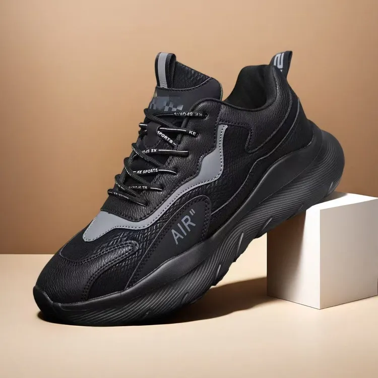 秋冬新款男女同款休闲鞋软底轻弹运动鞋皮面时尚潮流跑步鞋情侣鞋