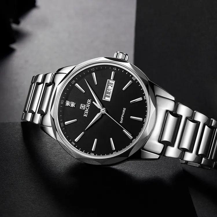 新品依波手表男钨钢带钻双日历商务休闲石英防水男士表3649正品