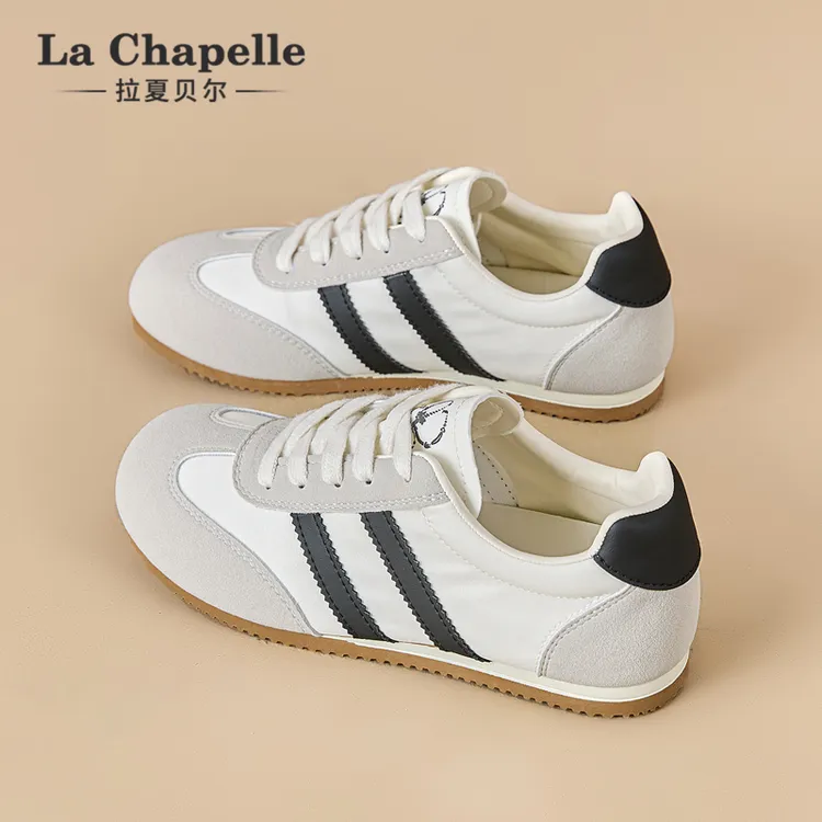 拉夏贝尔平底鞋女2025新款夏季百搭休闲运动鞋显脚小欧若风小白鞋