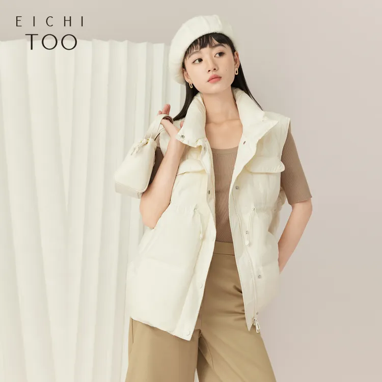 A爱居兔韩版时尚短款设计感立领多色羽绒马甲EWRBJ4N707A
