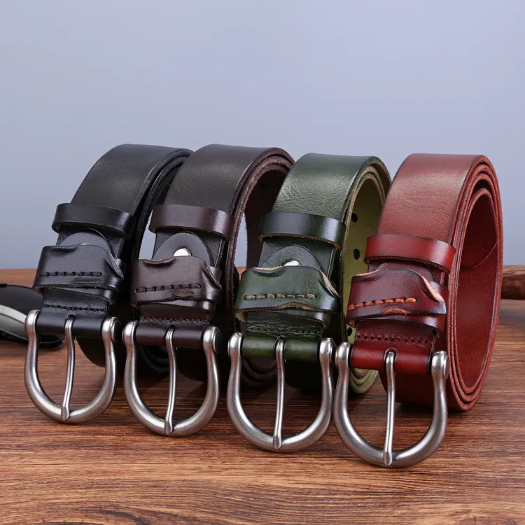 仿古针扣牛仔休闲男士腰带男女通用光身男皮带风格复古牛仔裤腰带