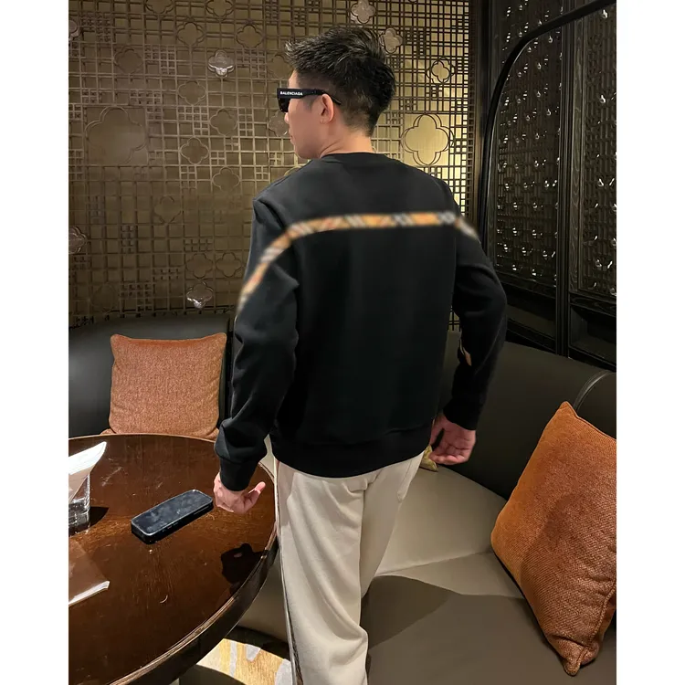 【线条格纹】羊毛混纺休闲秋冬加厚绒格纹战马老钱圆领套头长袖上衣