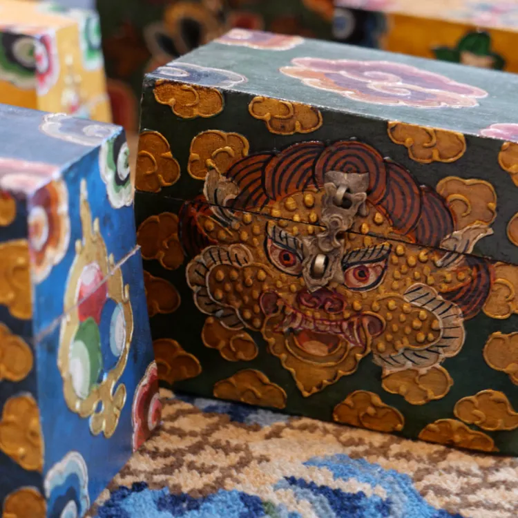 首饰盒/箱 藏式唐卡手工手绘收纳木盒收纳盒盒子木质