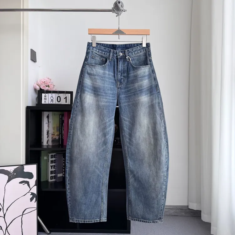 美式高街牛仔裤男潮流痞帅2025秋季新款宽松百搭阔腿弯刀裤9822B