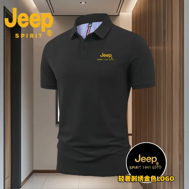 JEEPSPIRIT短袖休闲中年流行商务质感品牌刺绣polo衫新款品质经典