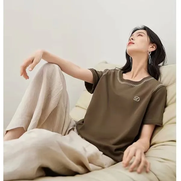 门店2/7&9！高支紧密！赛络纺老钱风抗皱不变形T恤 L41374