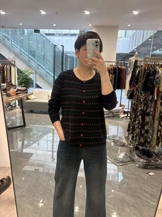 【丽丽家】秋季新款时尚减龄提花显瘦针织衫2590