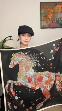【花马】65*65左右围巾小丝毛披肩双面轻奢复古时尚风百搭 气质风女