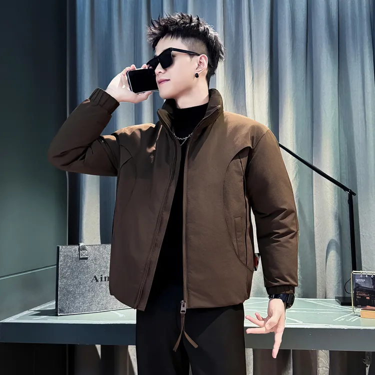 高级感立领棉服外套男2025新款冬季保暖棉袄立领拼接男装加厚棉衣