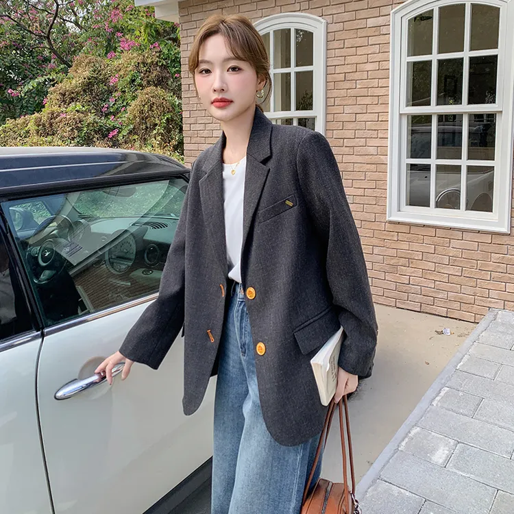 黑色西装外套女2025秋季新款韩版高级感休闲百搭气质通勤职业西服