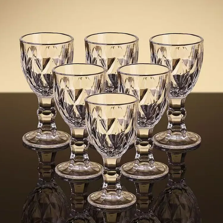 6只高脚杯白酒杯烈酒杯50ml家用酒具套装玻璃杯高颜值简约品酒杯
