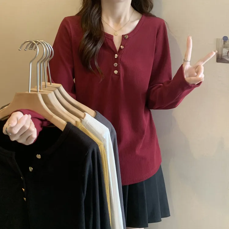 大码遮肉显瘦半开领正肩打底衫女新款胖MM百搭长袖上衣