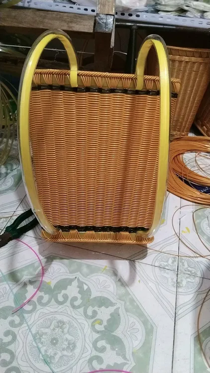 购物篮手工户外花篮买菜菜篮子超市圆形野餐篮藤编水果篮