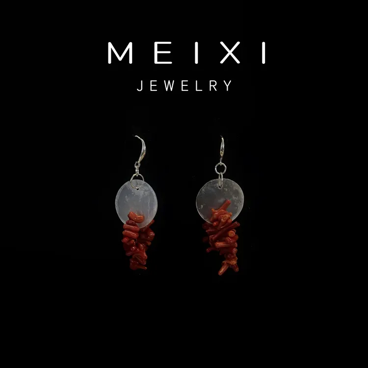 非金属布艺耳饰 镜面贝壳系系列小众原创设计手作简约耳钩款K05