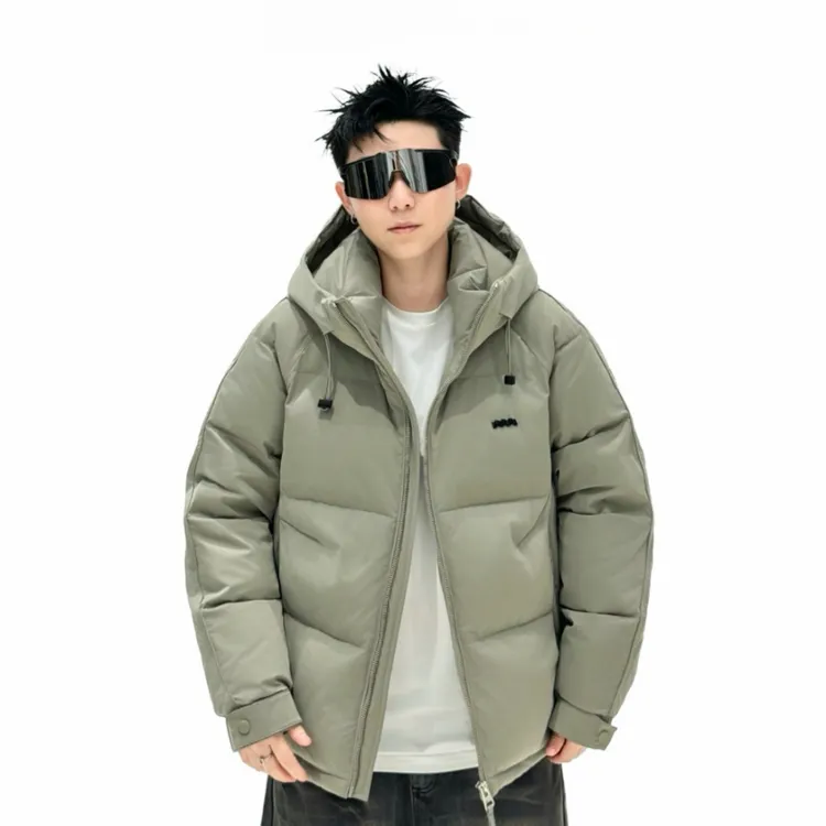 2025冬季新款棉袄连帽夹棉加厚棉服男士宽松保暖加棉纯色棉衣外套