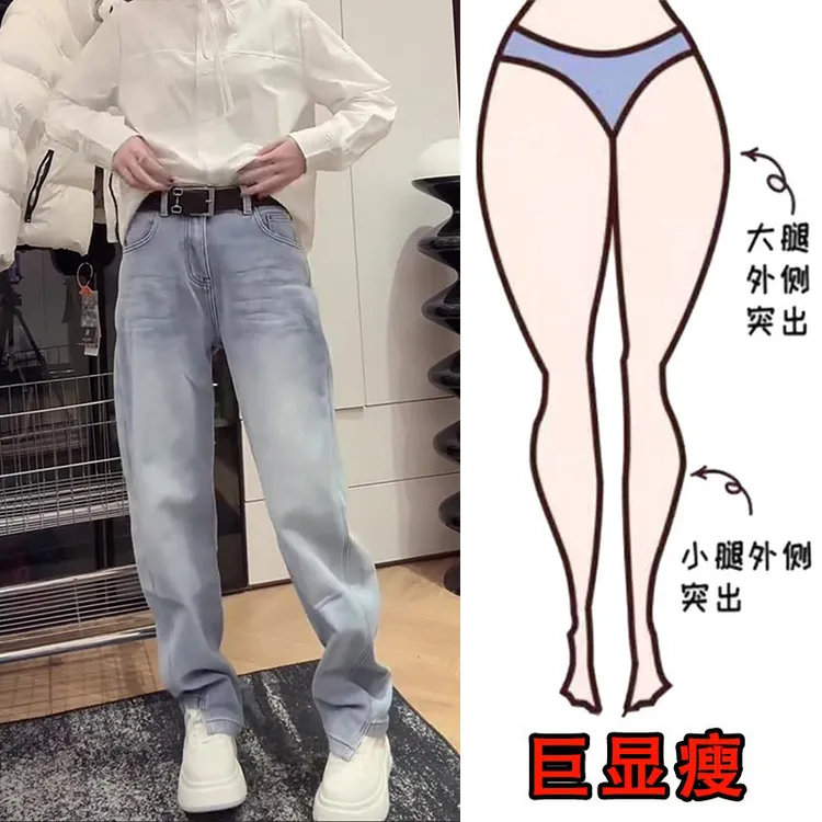 2025春季新款大码女装高腰阔腿牛仔裤梨形身材显瘦百搭宽松直筒裤