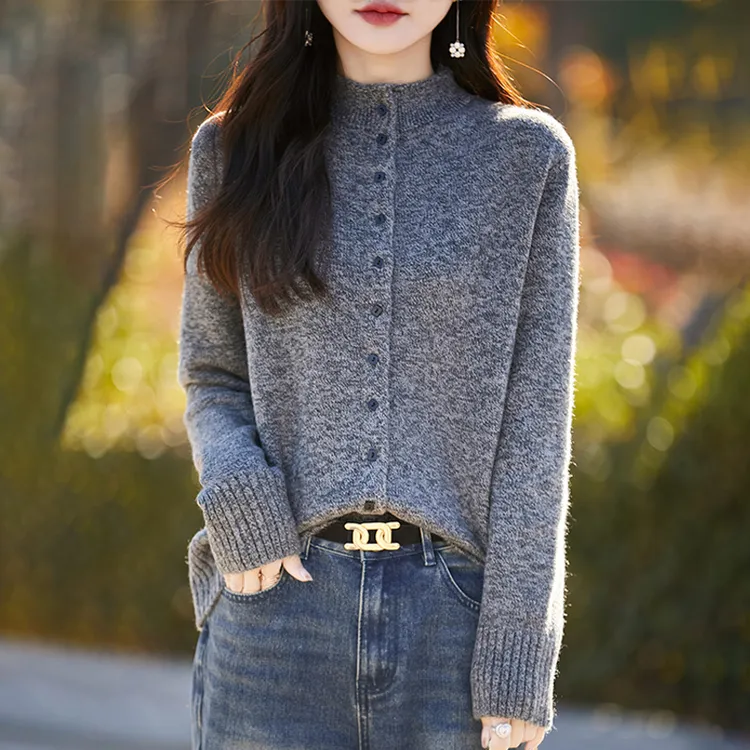 秋冬新款【七针加厚】花纱开衫洋气针织开衫外套百搭宽松保暖上衣