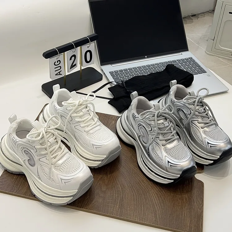 蝶澳老爹鞋女2025春夏季新款30-12厚底增高百搭舒适运动休闲鞋百