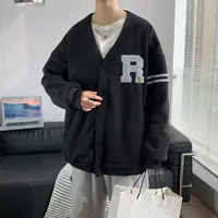 8843春秋季时尚开衫潮流夹克男女日系潮流百搭休闲V领外套潮