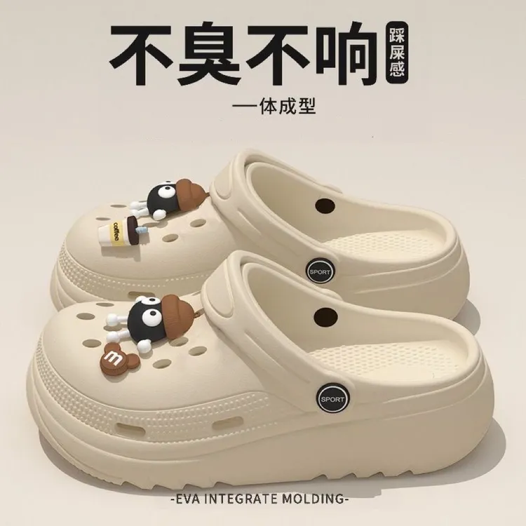 夏季洞洞鞋女EVA拖鞋透气可爱卡通包头拖鞋女情侣一字拖女凉拖女