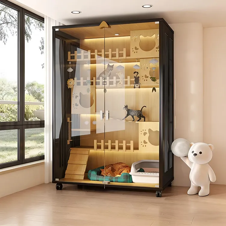 猫别墅猫窝家用带厕所一体防水室内猫舍豪华玻璃全景多层加厚猫柜