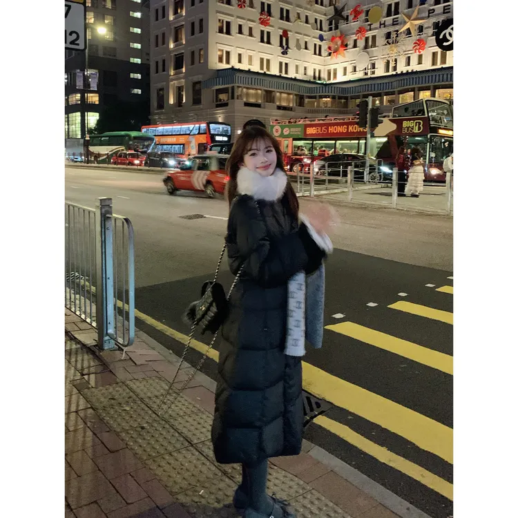  切糕自制【蓄热暖炉】小个子冬保暖黑色长款女款羽绒服白鸭绒外套