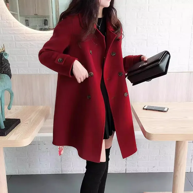 双面羊绒大衣女中长款秋冬季2025年新款高端韩版时尚减龄毛呢外套