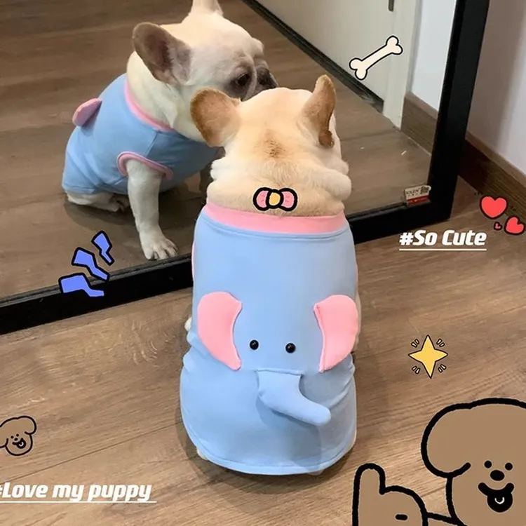 奶乎乎宠物猫咪春夏T恤背心可爱小象居家服泰迪比熊猫咪柯基衣服